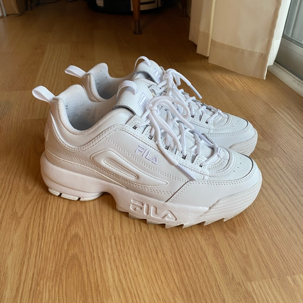 All White Mono FILA Disruptors